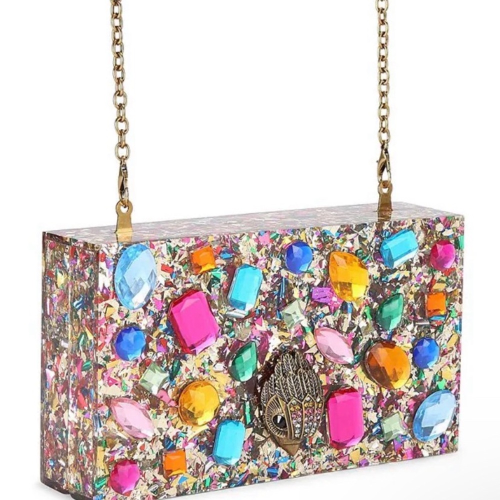 Kurt Geiger Multicolor Crystal Box Clutch NWT/ NIB